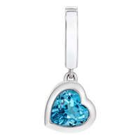‘Tradition with a twist’ charm with a heart Ostro Blue Topaz set in Sterling Silver