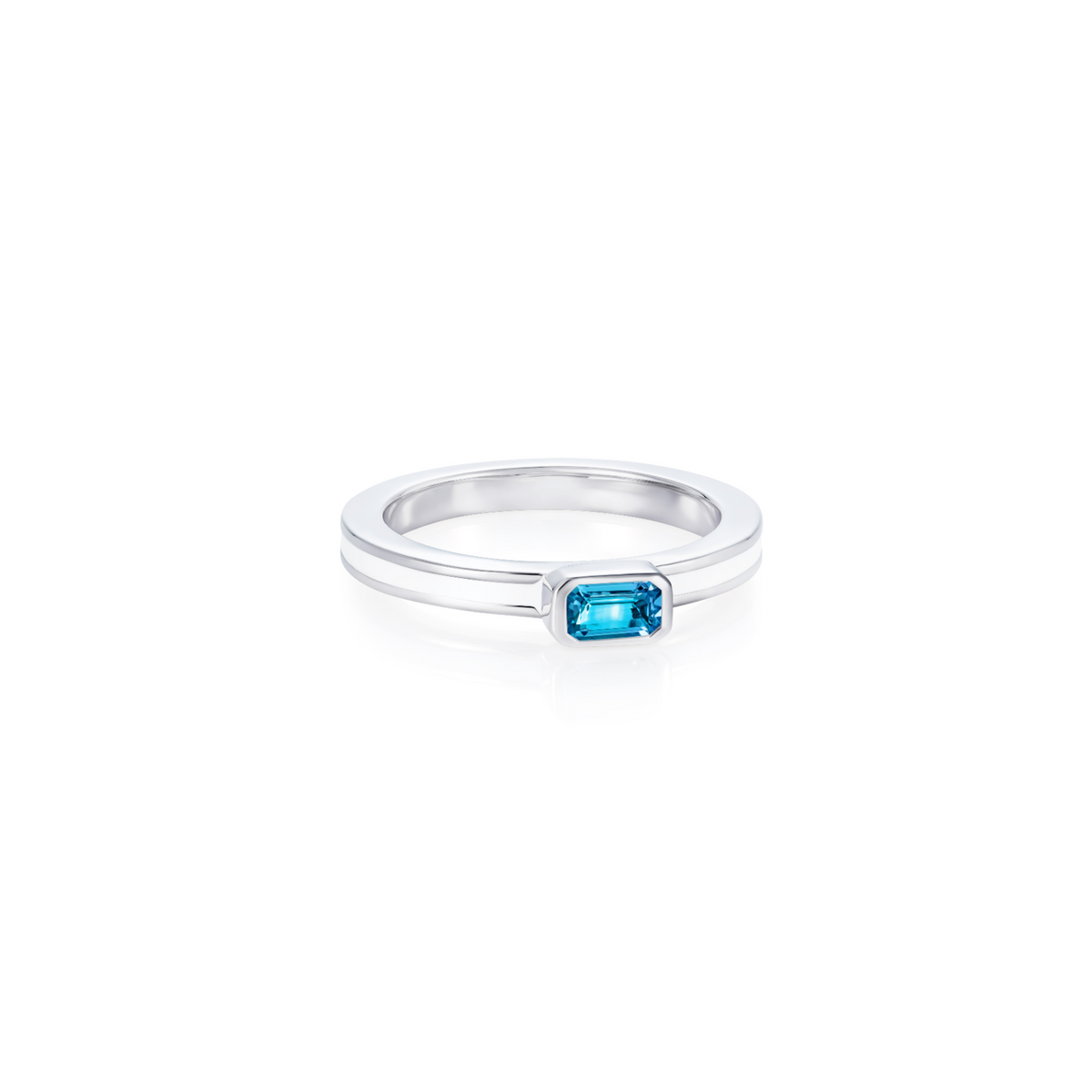 Octagon White Stacking Ring with Blue Topaz | Better Together Sterling ...