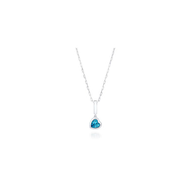 'Tradition with a twist' charm with a heart Ostro Blue topaz set in sterling silver on a necklace