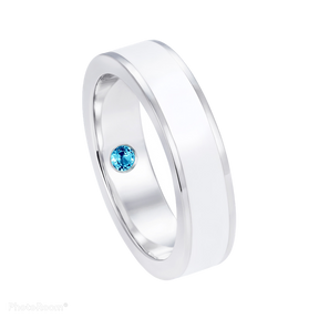'Hidden Gem’ rings for him with a Ostro Blue Topaz surprise set in Sterling Silver