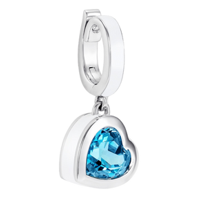 'Tradition with a twist' charm with a heart Ostro Blue Topaz set in sterling silver