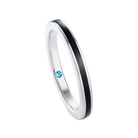 Sterling silver ring for her with hidden blue topaz and hand-applied midnight black enamel - Something Blue By Ostro