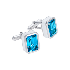 ‘Off the Cuff’ Octagon Cufflinks with a pair of Octagon Ostro Blue Topaz set in sterling silver