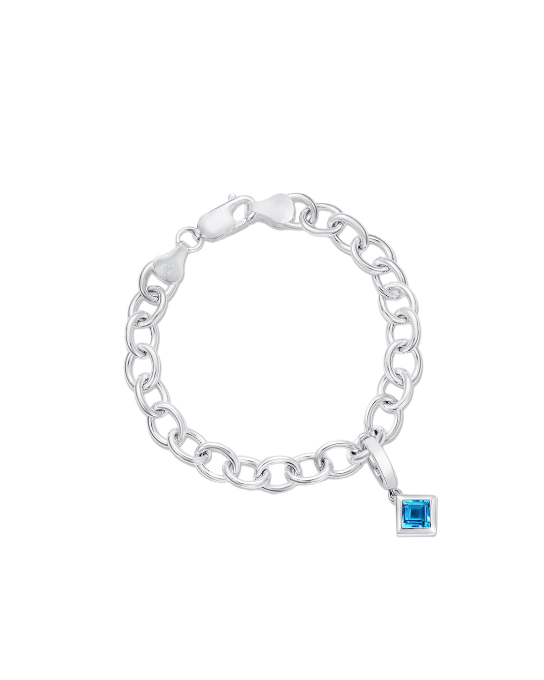 Silver square charm bracelet hot sale